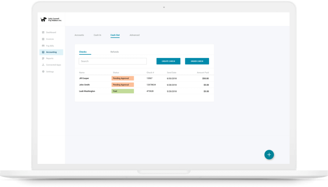 Laptop with Autobooks accounting and invoice screen.