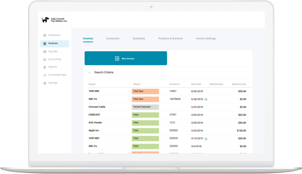 Autobooks running on laptop.