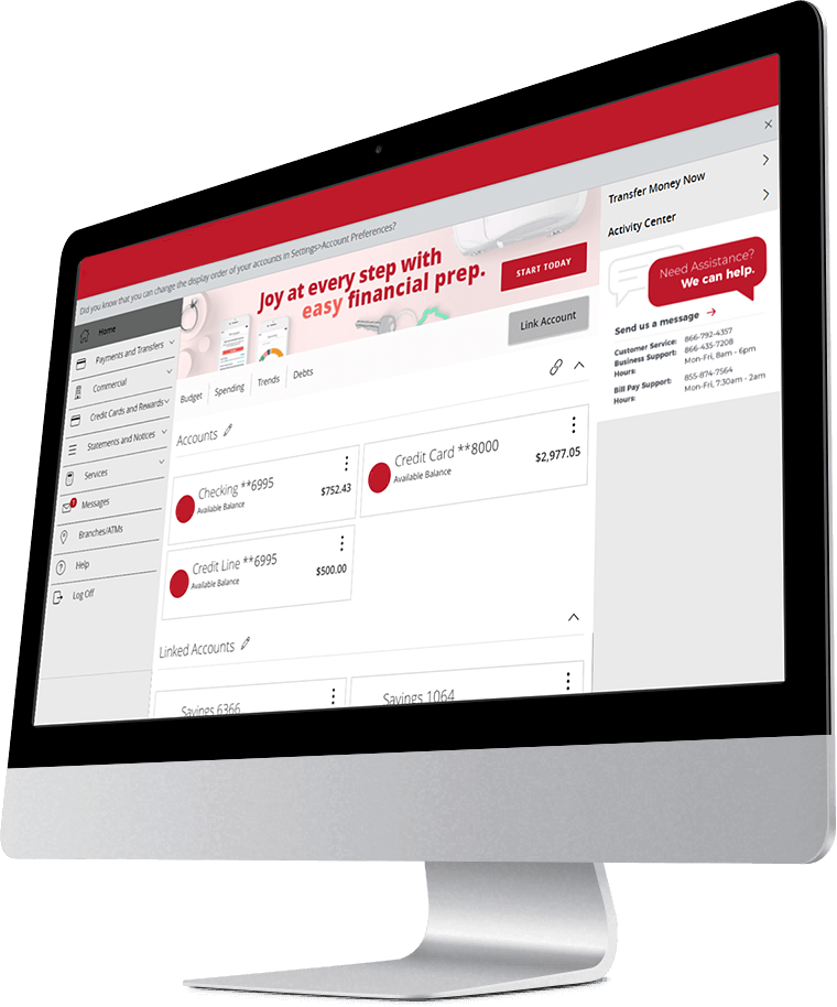 Desktop computer with Sun Central Credit Union account