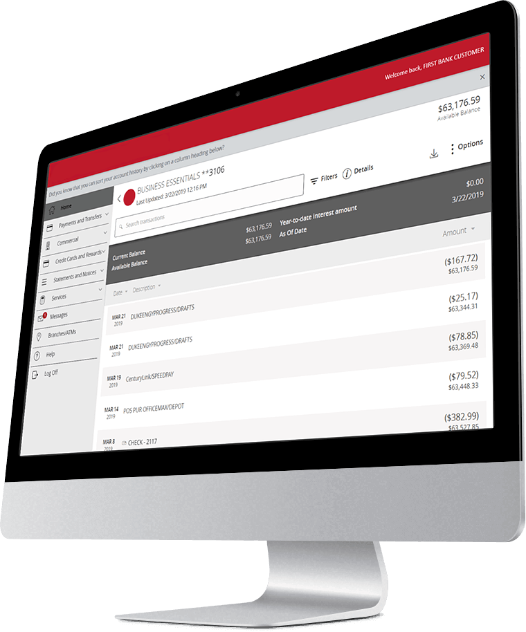 Desktop computer with Sun Central Credit Union account